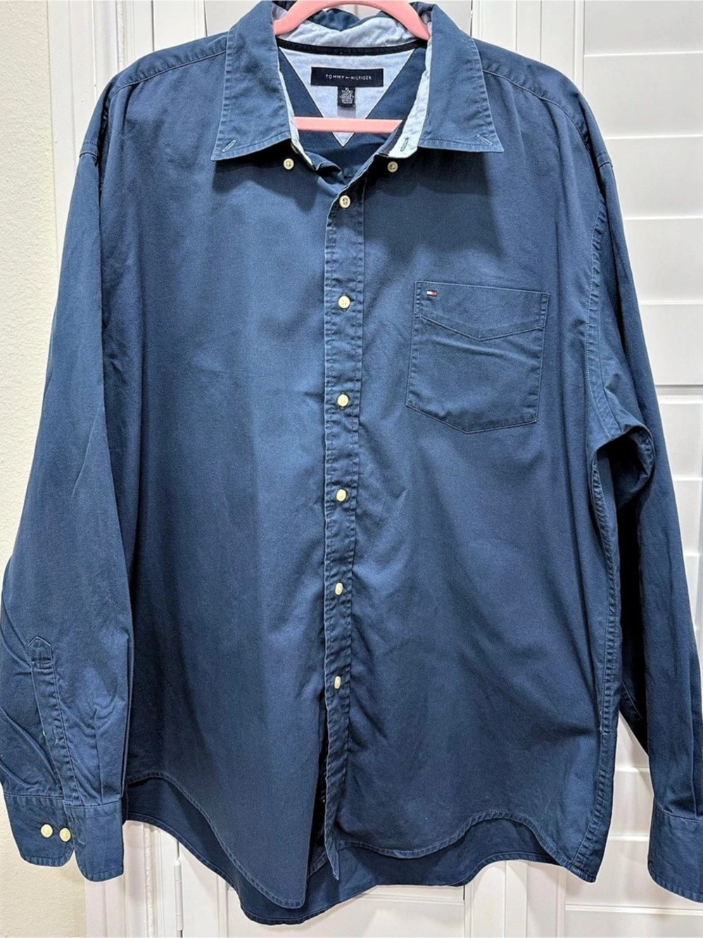 Tommy Hilfiger Men's Cotton Button Down Shirt Blue XL Like New